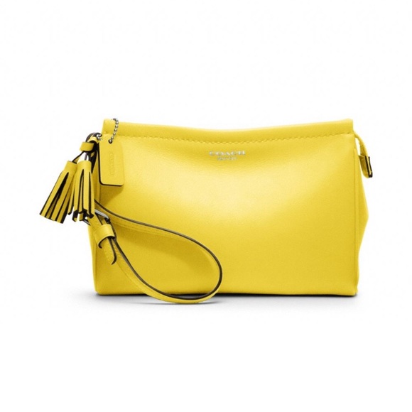 Coach Handbags - Coach | Yellow Legacy Leather Wristlet Purse